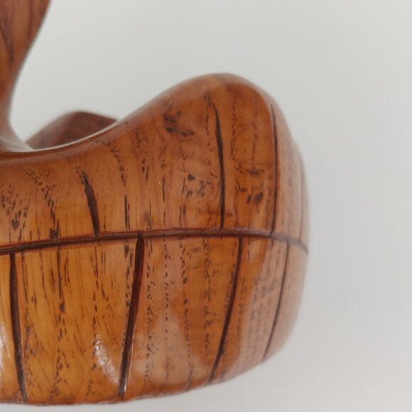 MCM Hand Carved Solid Wood Swan Trinket Bowl Natural Grain Succulent Planter Pot - Picture 8 of 9